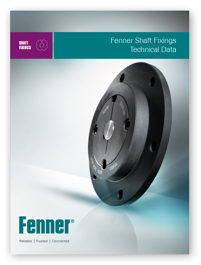 Fenner Shaft Fixings Brochure with an image of a Fixing on the front cover