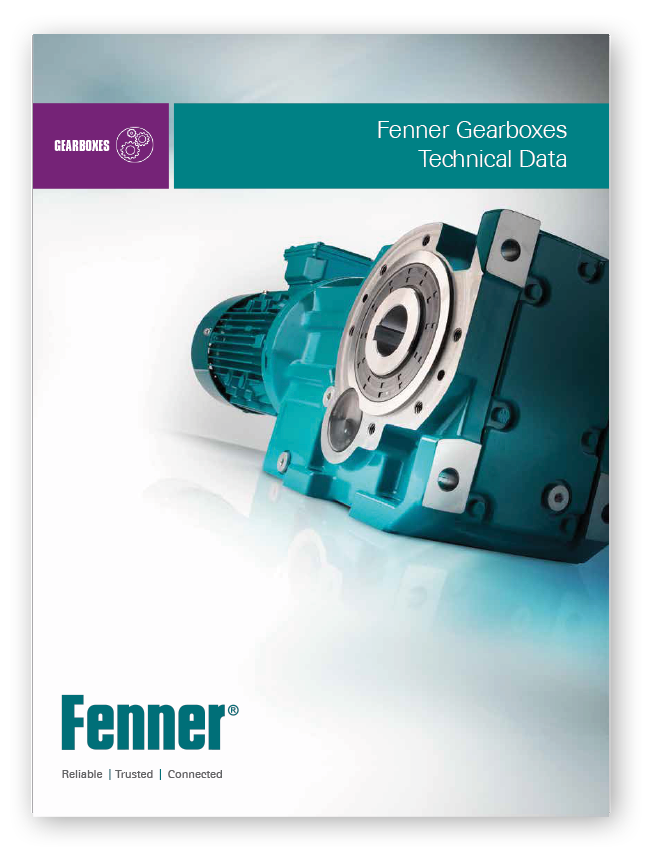 Fenner Gearboxes Brochure with an image of a Gearbox on the front cover